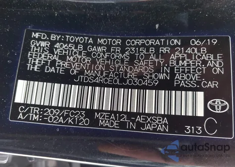 2020 Toyota Corolla Se z USA, uszkodzony, nr VIN JTDS4RCE0LJ030459